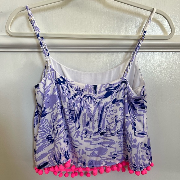 Lilly Pulitzer Lilac Verben Purple Pink Pom Pom Rock The Dock Franni Crop Set - Picture 8 of 14